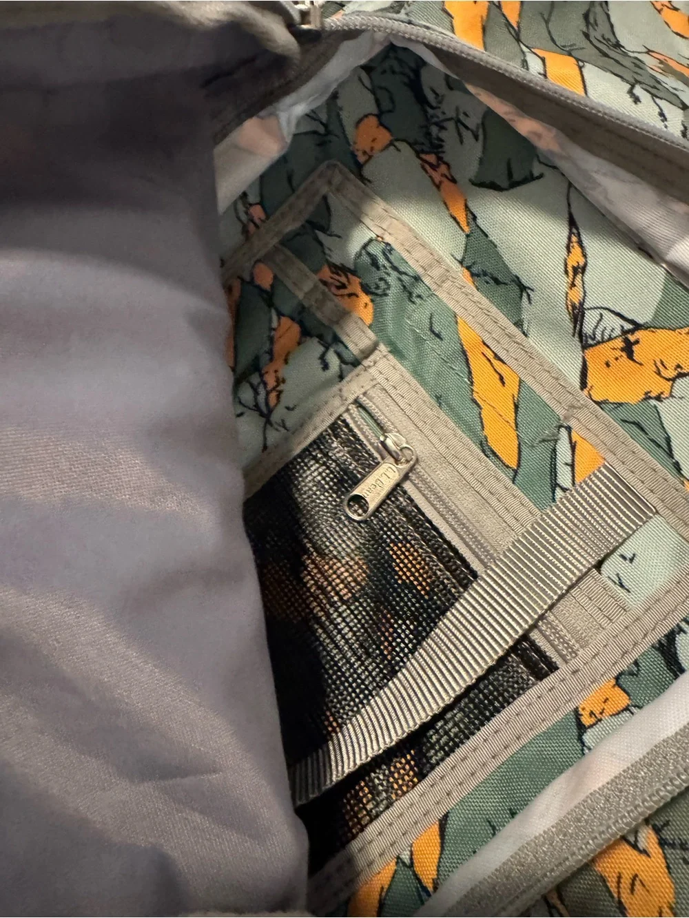 L.L. Bean Green & Orange Patterned Backpack